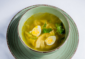 soup on a white plate