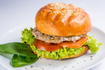 burger with grilled bun