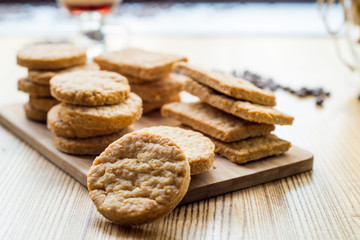 biscuits on a wooden board