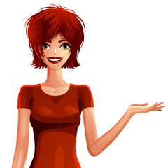 Illustration of gorgeous business woman with stylish haircut sho