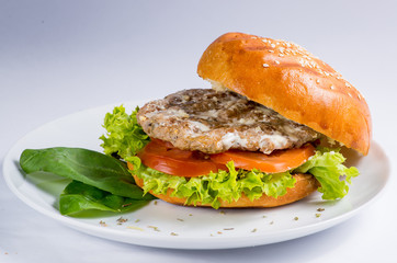 burger with grilled bun