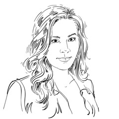 Artistic hand-drawn vector image, black and white portrait of de