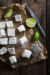 Homemade marshmallows with lime