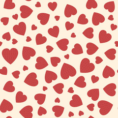 Seamless pattern with applique hearts