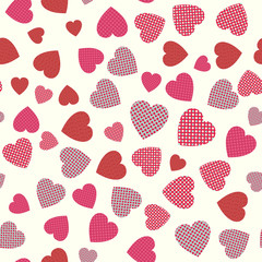 Seamless pattern with applique hearts