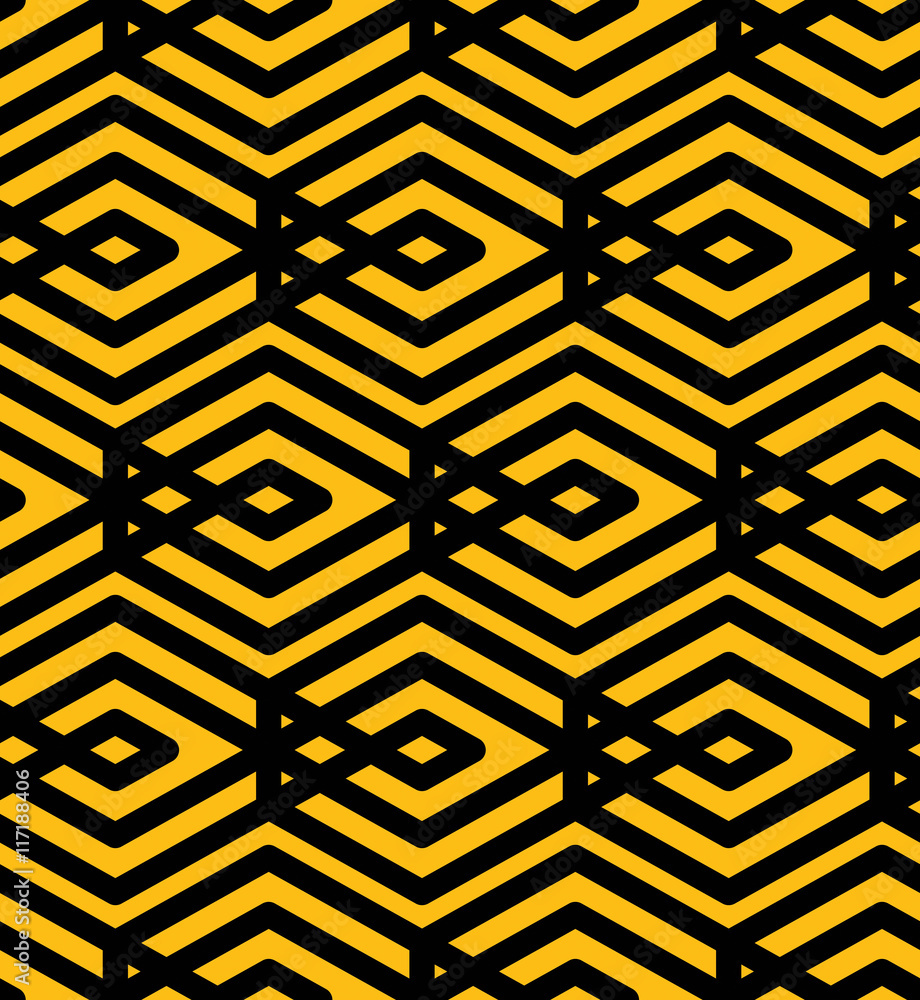 Poster yellow endless vector texture with parallel black lines, motif a