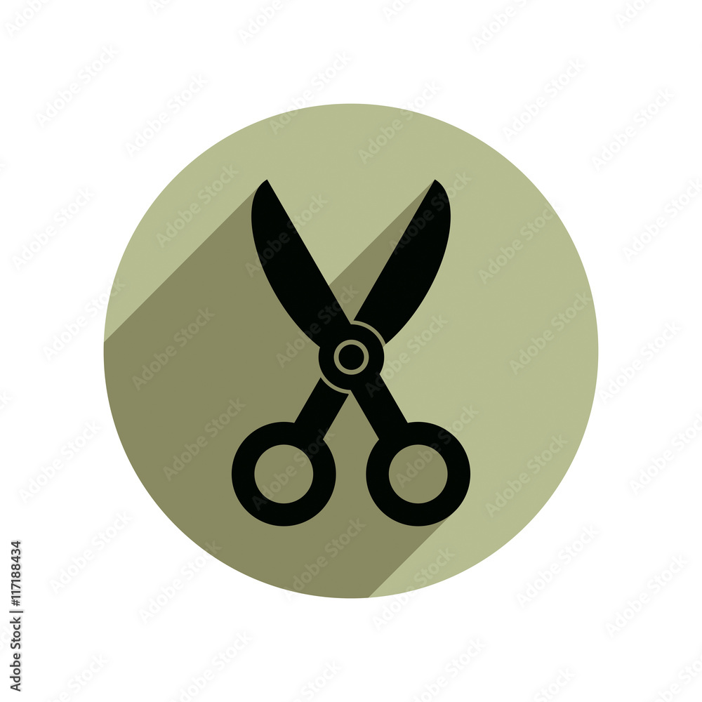 Poster simple scissors vector illustration, tailor work tool. sharp ins