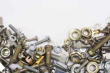 Nuts and Bolts with other hardware items making background