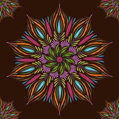 Seamless vector mandala pattern. Indian, tibetan, ottoman motifs