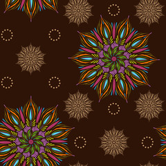 Seamless vector mandala pattern. Indian, tibetan, ottoman motifs