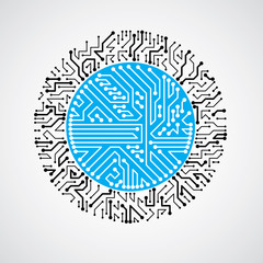 Vector circuit board circle, digital technologies abstraction. B