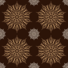 Seamless vector mandala pattern. Indian, tibetan, ottoman motifs