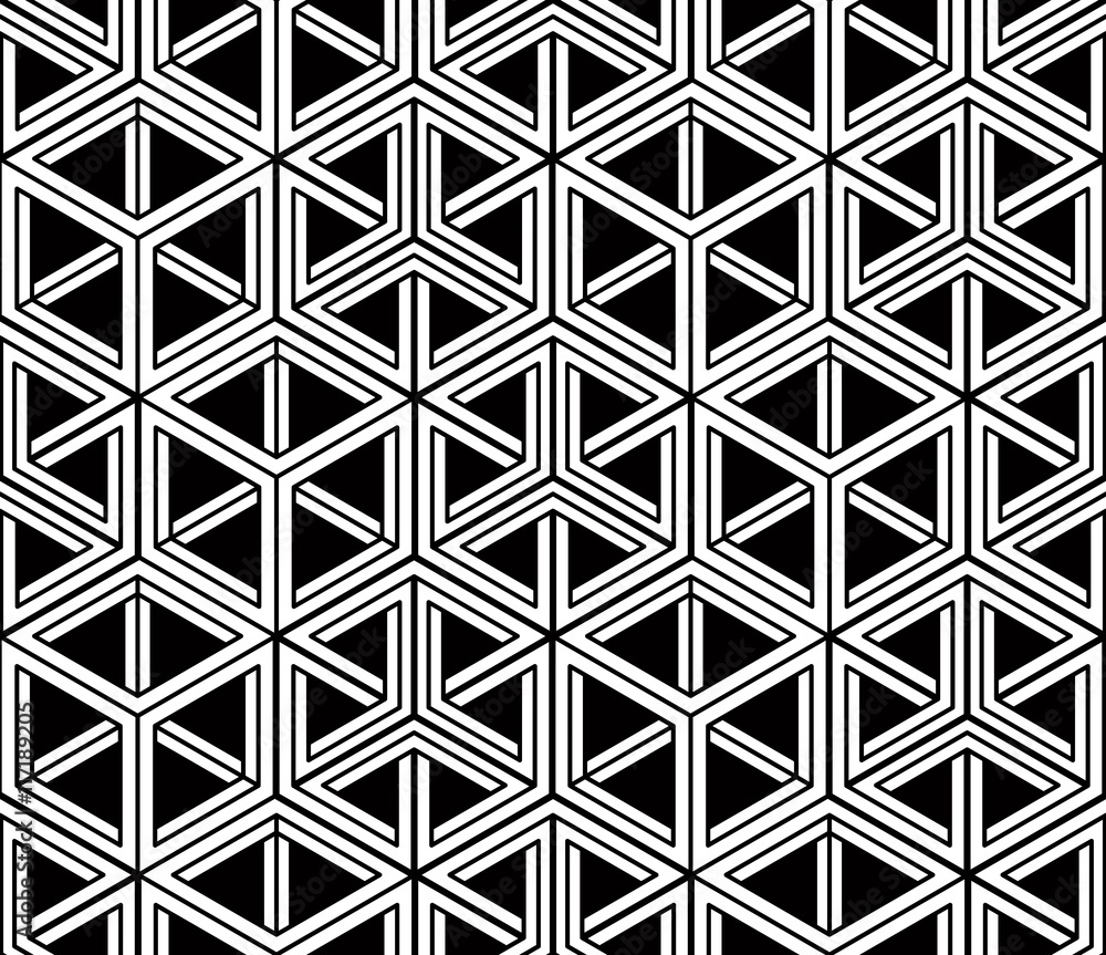 Poster monochrome abstract interweave geometric seamless pattern. vecto