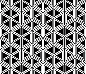 Monochrome abstract interweave geometric seamless pattern. Vecto