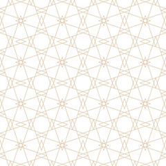 Seamless texture for websites and brochures. Modern zigzag pattern, repeating geometric background with linear grid. Endless abstract ornament. Monochrome beige and white. Thin lines, flower shapes.