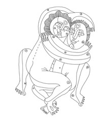 Vector hand drawn monochrome illustration of heterosexual couple