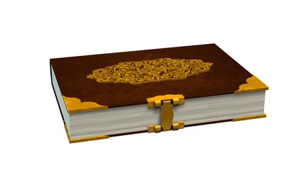 
Old leather book with metal ornaments isolated on a white background