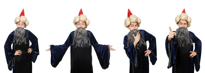 Funny wise wizard isolated on the white