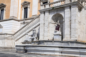 Obraz premium Statue of the Nile and the goddess Roma, Piazza del Campidoglio - Rome, Italy