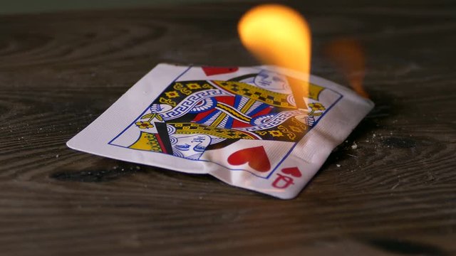 Burning queen of hearts card