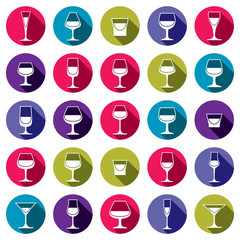 Classic goblets collection,  martini, wineglass, cognac and whis