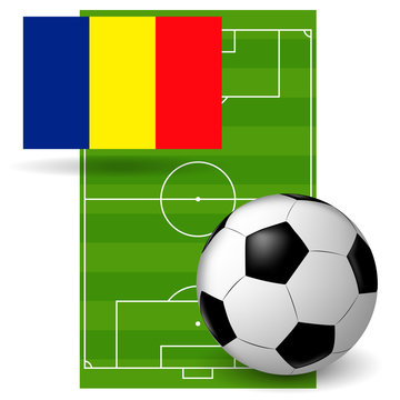 the ball and the flag of Romania