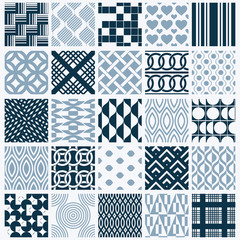 Graphic ornamental tiles collection, set of monochrome vector re