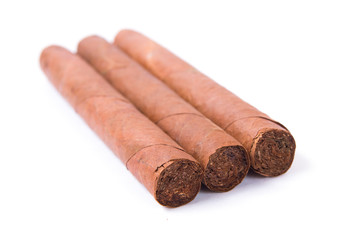 Cuban cigars on  white background