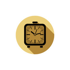 Time conceptual stylish icon, simple desk clock placed in a circ