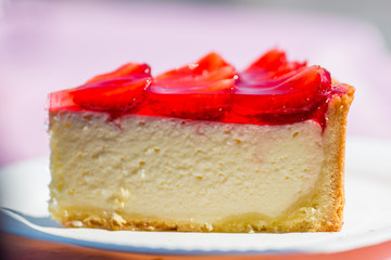 piece of cake with cream and fruit