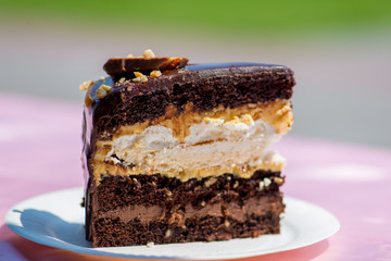 piece of cake with cream and fruit