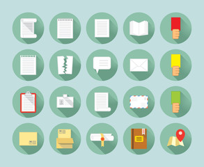 twenty flat style icons isolated on green background