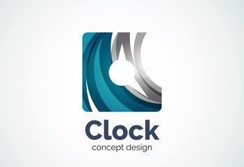 Clock logo template, time management business concept