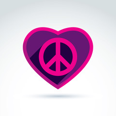 Peace and love theme - antiwar and love vector icons, loving hea