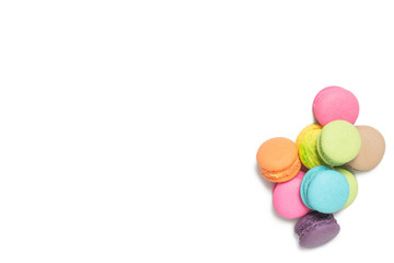 Pile of Colorful Macaroons Isolated on White Background With Cop