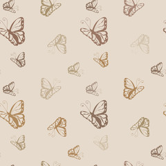 Butterfly  monochrome seamless pattern
