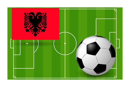 the ball and flag of Albania