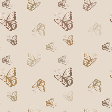 Butterfly  monochrome seamless pattern
