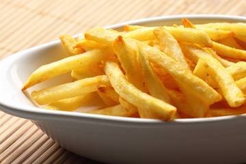Fries chips bowl / French fries in a white bowl