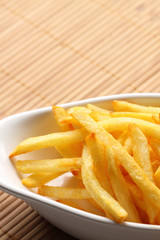 Fries chips bowl / French fries in a white bowl