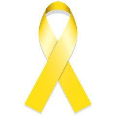 
Icon symbol of struggle and awareness, yellow ribbon, golden. Ideal for educational materials and information