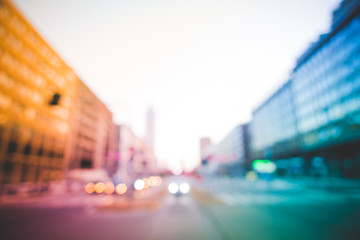 Intentionally blurred colorful filtered top view of a congested metropolis - commuting, rush hour, cityscape concept