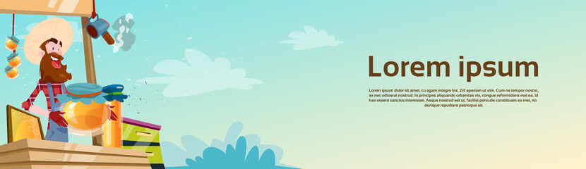 Farmer Apiary Sell Honey On Farm Eco Organic Market