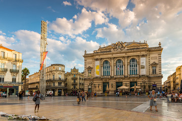 Fototapeta premium Théâtre de la Comédie à Montpelier dans l'Hérault, Languedoc en Occitanie, France