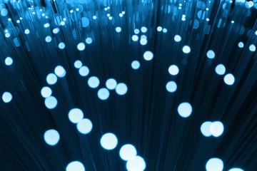 Glasfasern Kabel Leitung Lichtreflexe Hintergund abstrakt blau