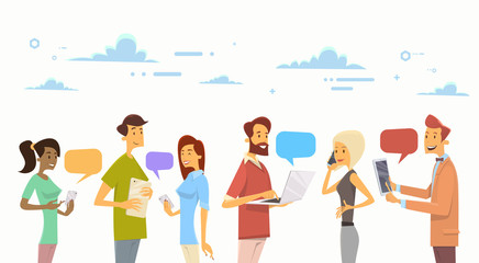 People Chat Digital Device Tablet Phone Laptop Social Network Communication