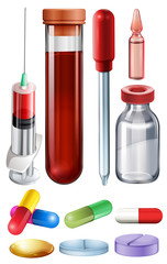 Medical set with syringe and medicine