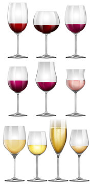 Wine glasses filled with wine