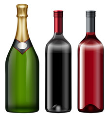 Three bottles of alcohol drink