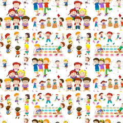 Seamless background with children playing games